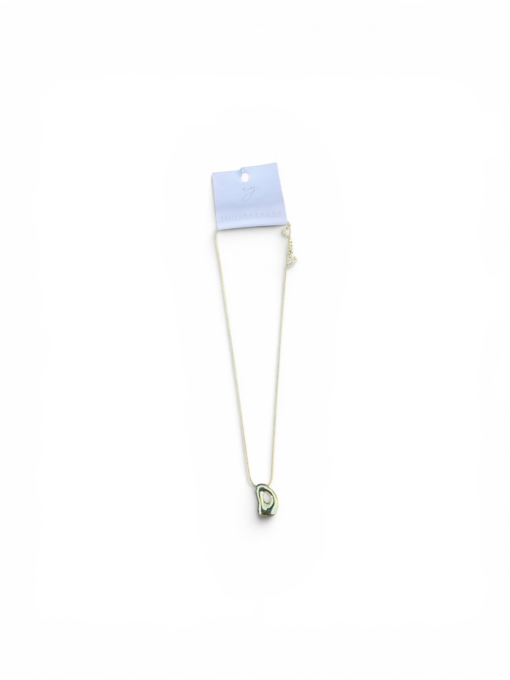 Gold Abalone Teardrop Pendant Necklace - Green Accent